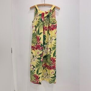 Bella Umbra 100% Linen Dress x-small Hawaiian Floral Sleeveless Sundress Italy